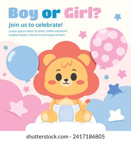 Gender reveal party background. Boy or girl reveal party. gender party. Baby's gender reveal party celebration. Vector Illustration design for Poster, Banner, Invitation Card. blue and pink color.