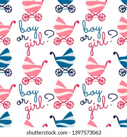 Gender reveal party background. Ornate vector seamless pattern.