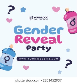 gender reveal party. Boy or girl reveal party. gender party. boy or girl. blue and pink color. balloons. celebration. Baby's gender reveal party. Vector Illustration. Poster, Banner, Invitation Card.