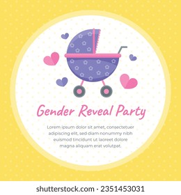 gender reveal party. Boy or girl reveal party. gender party. boy or girl. blue and pink color. balloons. celebration. Baby's gender reveal party. Vector Illustration. Poster, Banner, Invitation Card.