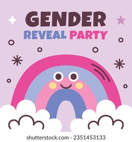 gender reveal party. Boy or girl reveal party. gender party. boy or girl. blue and pink color. balloons. celebration. Baby's gender reveal party. Vector Illustration. Poster, Banner, Invitation Card.