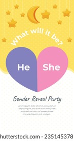 gender reveal party. Boy or girl reveal party. gender party. boy or girl. blue and pink color. balloons. celebration. Baby's gender reveal party. Vector Illustration. Poster, Banner, Invitation Card.