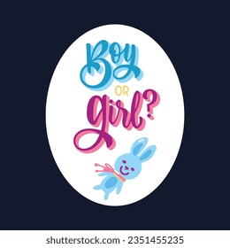 gender reveal party. Boy or girl reveal party. gender party. boy or girl. blue and pink color. balloons. celebration. Baby's gender reveal party. Vector Illustration. label, sticker, Invitation Card.