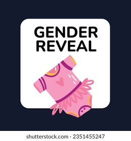 gender reveal party. Boy or girl reveal party. gender party. boy or girl. blue and pink color. balloons. celebration. Baby's gender reveal party. Vector Illustration. label, sticker, Invitation Card.