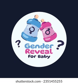 gender reveal party. Boy or girl reveal party. gender party. boy or girl. blue and pink color. balloons. celebration. Baby's gender reveal party. Vector Illustration. label, sticker, Invitation Card.