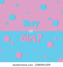 Gender reveal party card or banner. Theme party invitation. Boy or Girl. Surprise party.