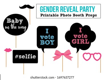 Gender reveal party card vector props