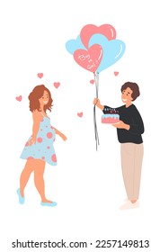 Gender reveal party concept, family, couple waiting first child, Boy or girl, Baby Shower, young future parents