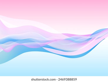 gender reveal party concept, wave lines in a dynamic gradient of blue, pink and white, represents a boy or girl will be born. design for  web banner, poster, brochure, invitation gender reveal.