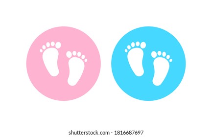 Gender Reveal Party Icon. Boy Or Girl. Family Concept. Footprints. Vector On Isolated White Background. EPS 10