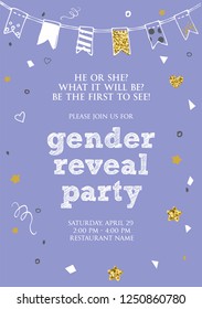 Gender reveal party invitation card vector design