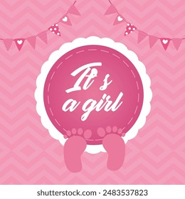 Gender reveal party invitation templates. boy or girl. pink and blue balloons with flowers and ribbons. Banner and poster, background with. vector illustration Cute baby girl and boy.