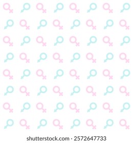 Gender Reveal Party Seamless Pattern. Cute Pink and Blue Gender Symbols  Background.