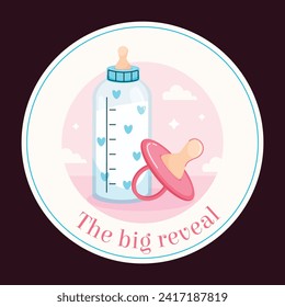 gender reveal party sticker. gender party sticker. boy or girl sticker. blue and pink color. Baby's gender reveal party. Vector Illustration design. Boy or girl reveal party.