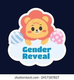 gender reveal party sticker. gender party sticker. boy or girl sticker. blue and pink color. Baby's gender reveal party. Vector Illustration design. Boy or girl reveal party.