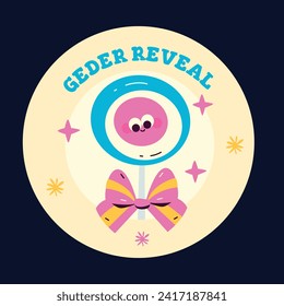 gender reveal party sticker. gender party sticker. boy or girl sticker. blue and pink color. Baby's gender reveal party. Vector Illustration design. Boy or girl reveal party.