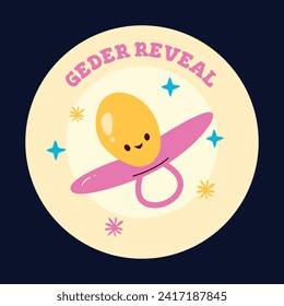 gender reveal party sticker. gender party sticker. boy or girl sticker. blue and pink color. Baby's gender reveal party. Vector Illustration design. Boy or girl reveal party.