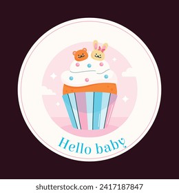 gender reveal party sticker. gender party sticker. boy or girl sticker. blue and pink color. Baby's gender reveal party. Vector Illustration design. Boy or girl reveal party.