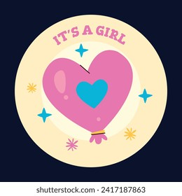 gender reveal party sticker. gender party sticker. boy or girl sticker. blue and pink color. Baby's gender reveal party. Vector Illustration design. Boy or girl reveal party.