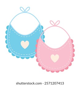 gender reveal pink and blue bib isolated