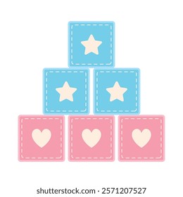 gender reveal pink and blue blocks isolated