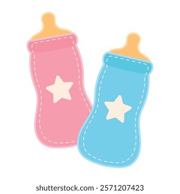 gender reveal pink and blue bottle isolated