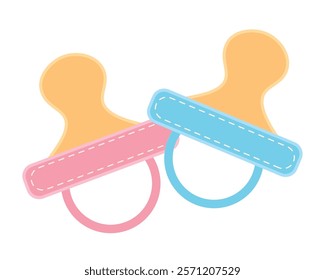 gender reveal pink and blue pacifier isolated