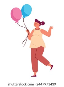 gender reveal pregnant woman character isolated