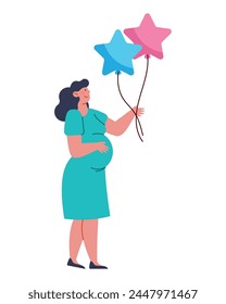 gender reveal pregnant woman design isolated