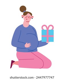 gender reveal pregnant woman happy isolated