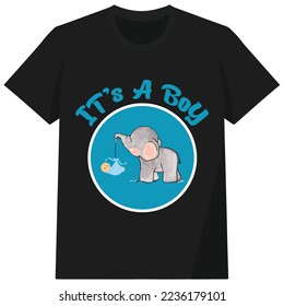 Gender reveal typography cartoon t shirt design.