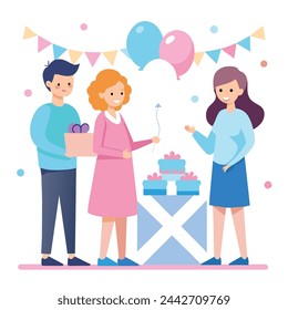 Gender Reveal Vector Illustration on white background