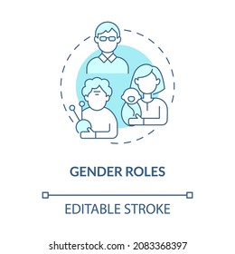Gender roles blue concept icon. Moral norms for man woman people. Person participation in community abstract idea thin line illustration. Vector isolated outline color drawing. Editable stroke