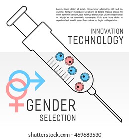 Gender selection poster. In vitro fertilization. Selection of sex. Vector illustration.
