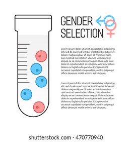 Gender selection poster. In vitro fertilization. Selection of sex. Vector illustration.