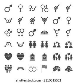 Iconos Web Sexo Sólidos de Género. Conjunto de vectores de glifos LGBT.