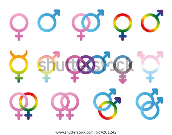 Gender Sexual Orientation Icon Set Isolated Stock Vector