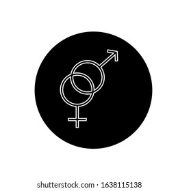 the gender sign buttons interlock shiny against a white background. eps 10