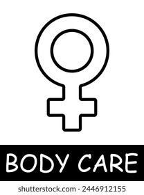 Gender sign icon. Essence of body care, health, and beauty, girl, woman, skin care, silhouette, simplicity, physical health and self confidence. Korean cosmetics and personal care concept.