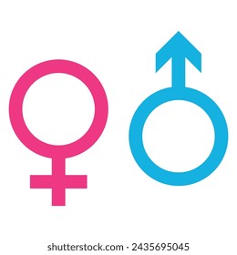 Gender Sign Symbol Icon Vector Illustration.  Male, female sign of gender equality icon vector. 