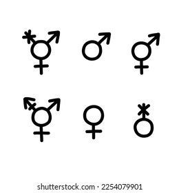 icono de doodle con signos de género, ilustración vectorial