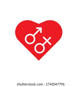 
Gender signs of man and woman in the heart.