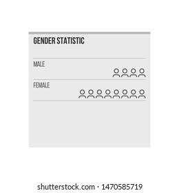 Gender statistic infographic elements, female male, vector illustration isolated on white background.