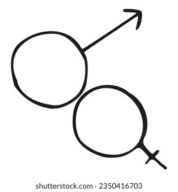Símbolo de género dibujo vectorial ilustración de doodle hombre mujer