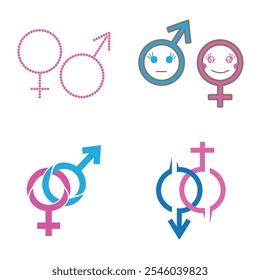 Gender symbol. Female and male icon vector template design.