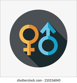 Gender Symbol Flat Icon With Long Shadow