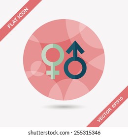 Gender symbol flat icon with long shadow