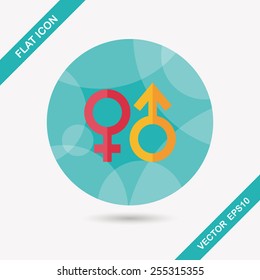 Gender symbol flat icon with long shadow