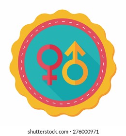 Gender symbol flat icon with long shadow