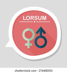 Gender symbol flat icon with long shadow